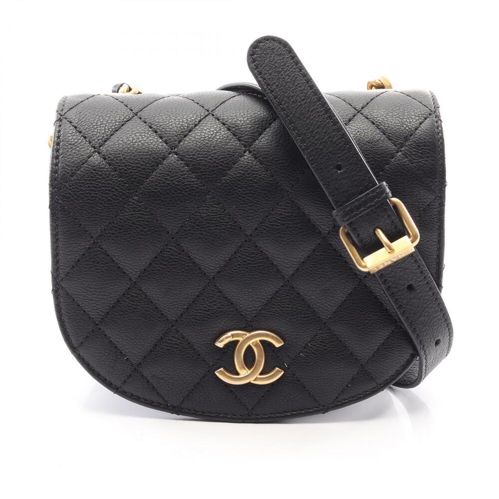 Chanel Matelasse Flap Shoulder Bag Calfskin Leather Black